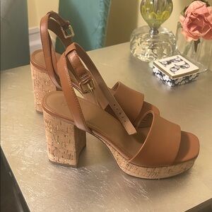 Nordstrom Brown Cork Platform Heels